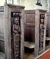 Jacobean bench end carvings in St Kenelm's Church, Sapperton