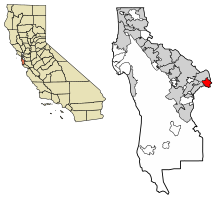 Location of East Palo Alto in San Mateo County, California.