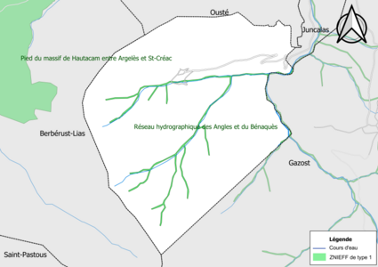 Carte de la ZNIEFF de type 1 sur la commune.