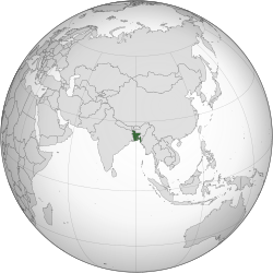 Vị trí của Bangladesh (xanh) trên thế giới