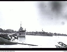 Portuguese sloop Gonçalves Zarco and Bartolomeu Dias at anchor in Dili in 1945.