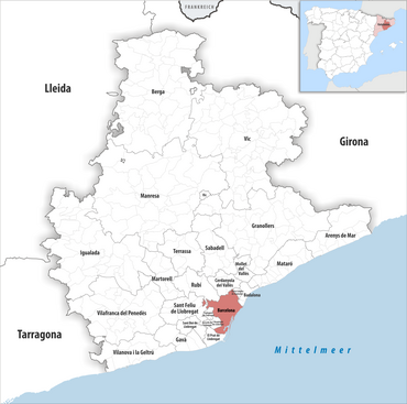 Die Lage des Gerichtsbezirk Barcelona in der Provinz Barcelona