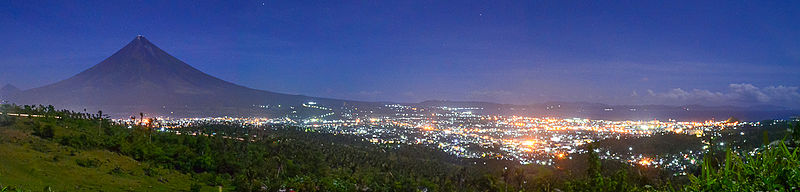 Panorama of city of Legazpi with Mayon Volcano in the background