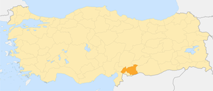 Газіантеп на мапі Туреччини