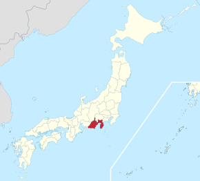Poziția regiunii Prefectura Shizuoka