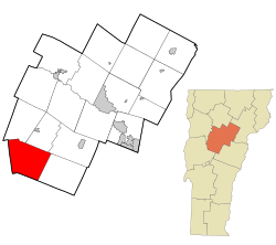 Location in Washington County and the state of Vermont