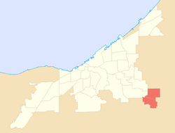 Map of the Lee–Miles historical area, comprising the neighborhoods of Lee–Harvard and Lee–Seville