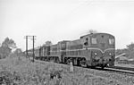 Twee 2200-en met goederentrein onderweg op het grenstraject Hengelo – Rheine (Duitsland); 1961.