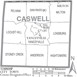 Kaart van Caswell County