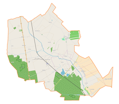 Mapa konturowa gminy Nowe Ostrowy, w centrum znajduje się punkt z opisem „Imielinek”