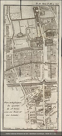 Plan du quartier de Saint-Denis en 1702.