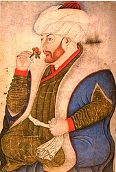 II. Mehmed'i gül koklarken tasvir eden, Nakkaş Sinan Bey'e ait minyatür.[220]