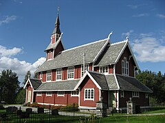 Veøy Church (1907) in dragestil/stave church style.