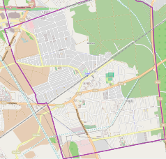 Mapa konturowa Ząbek, blisko centrum na lewo u góry znajduje się punkt z opisem „Drewnica”