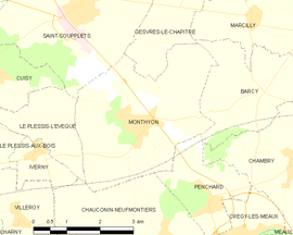 Mapa obce Monthyon