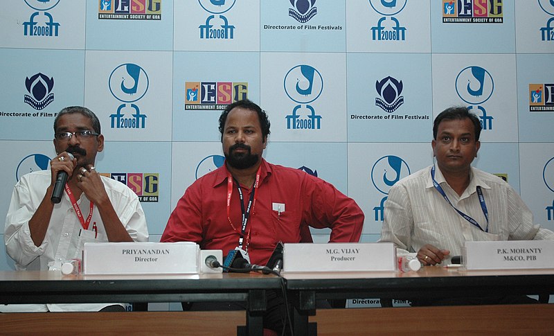 The Director of the Malayalam film "PULIJANMAM", Mr. Priyanandan and the Producer, Mr. M.G. Vijay at a press conference, during the 39th International Film Festival (IFFI-2008), in Panaji, Goa on November 26, 2008.jpg