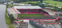 The City Ground, home to Premier League football club Nottingham Forest F.C., located in West Bridgford, Nottingham