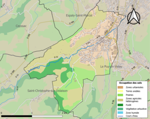 Carte en couleurs présentant l'occupation des sols.