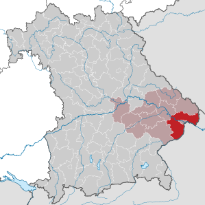 Beliggenheden af Landkreis Passau i Bayern (klikbart kort)