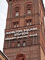 Signage on the station tower