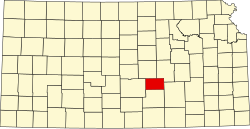 Karte von Harvey County innerhalb von Kansas