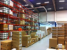 Cardboard boxes stacked in a warehouse