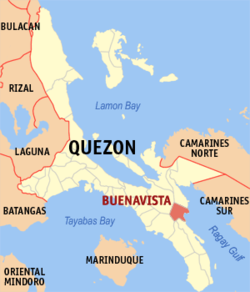 Map of Quezon with Buenavista highlighted