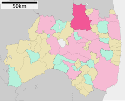 Fukushima stads läge i prefekturen Fukushima.