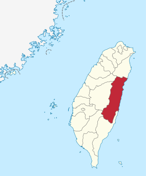 Karte von Taiwan, Position von Landkreis Hualien hervorgehoben