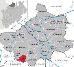 Läget för Laer i Kreis Steinfurt