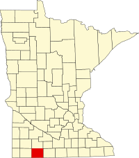 Map of Minesota highlighting Jackson County