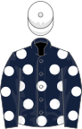 Dark blue, white spots, white cap