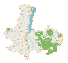 Mapa konturowa gminy Warta, po lewej znajduje się punkt z opisem „Augustynów”