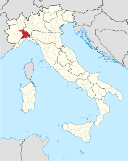 Map highlighting the location of the province of Alessandria in Italy