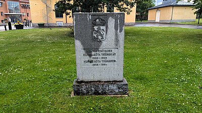 Minnessten över Göta trängregementes verksamhet på Norrmalm.