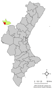 Localização do município de Vallanca na Comunidade Valenciana