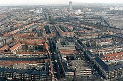 Veduta aerea di Rivierenbuurt, il quartiere sulla riva sinistra dell'Amstel