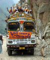 Sikh pilgrims on a bus to Manikaran