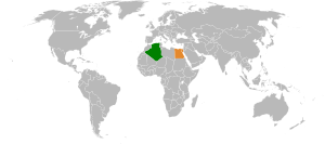 Mapa indicando localização da Argélia e do Egito.