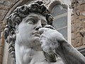 David, detalle de la réplica de la escultura homónima de Miguel Ángel. Piazza della Signoria, Florencia