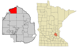 Location of the city of Rogers within Hennepin County, Minnesota