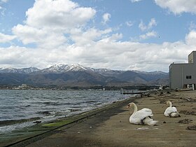 加茂湖と金北山