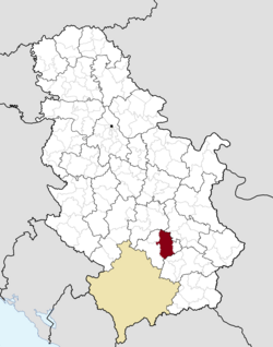 Lokasi kota Prokuplje di Serbia