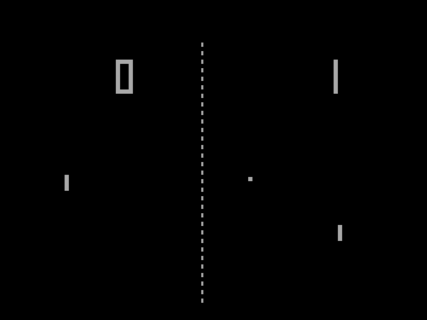 Screenshot of PONG from the Atari Arcade Hits #1 software title released in 1972 by Hasbro Interactive.