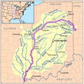 El río Wabash forma la parte meridional de su frontera este con Indiana