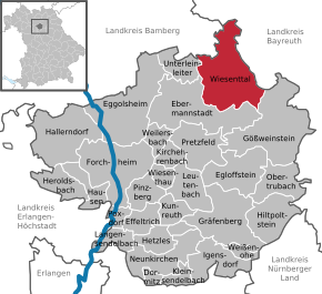 Poziția Wiesenttal pe harta districtului Forchheim