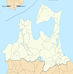 Mapa konturowa Aomori, po prawej nieco na dole znajduje się punkt z opisem „Rokunohe”