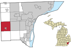 Location within Wayne County