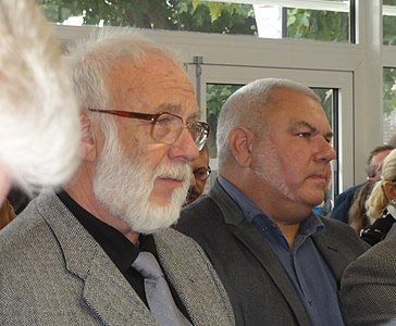 Le maire de Rieulay Marc Delécluse avec Éric Gouy à Pecquencourt en octobre 2019.