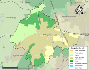 Carte en couleurs présentant l'occupation des sols.